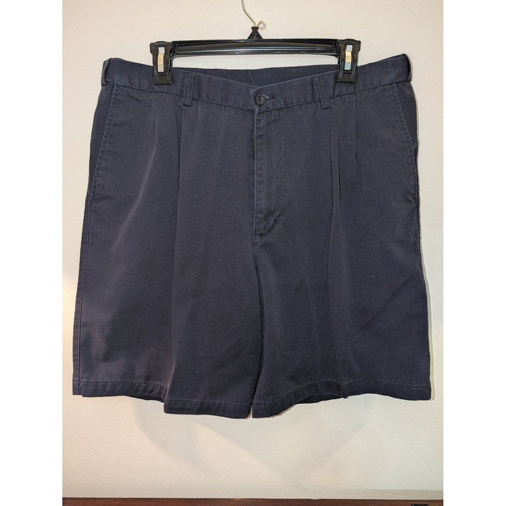 Puritan Mens Pleated Chino Shorts Dark Navy Blue Size 36 P16B004 Cotton Blend‎